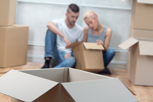 Storage-ready boxes and wrapped furniture prepared for a move in Richmond upon Thames